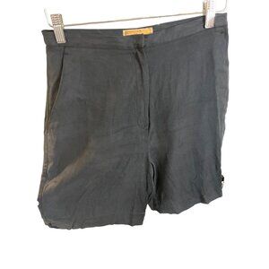 Vintage 90s Bobby Chan Black Silk Blend High Waisted Shorts Sz 8